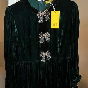 Days of Esme Emerald Bow Dress (Saloni dress dupe)